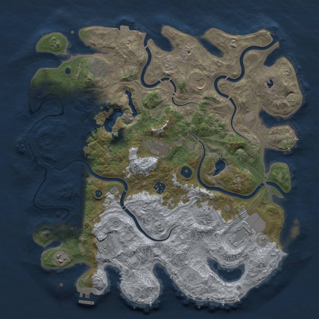 Rust Map: Procedural Map, Size: 4250, Seed: 833681650, 15 Monuments