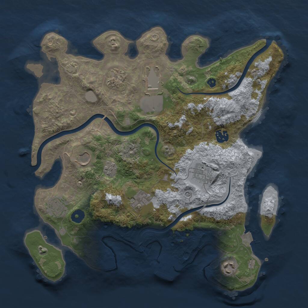 Rust Map: Procedural Map, Size: 3500, Seed: 1756487240, 13 Monuments