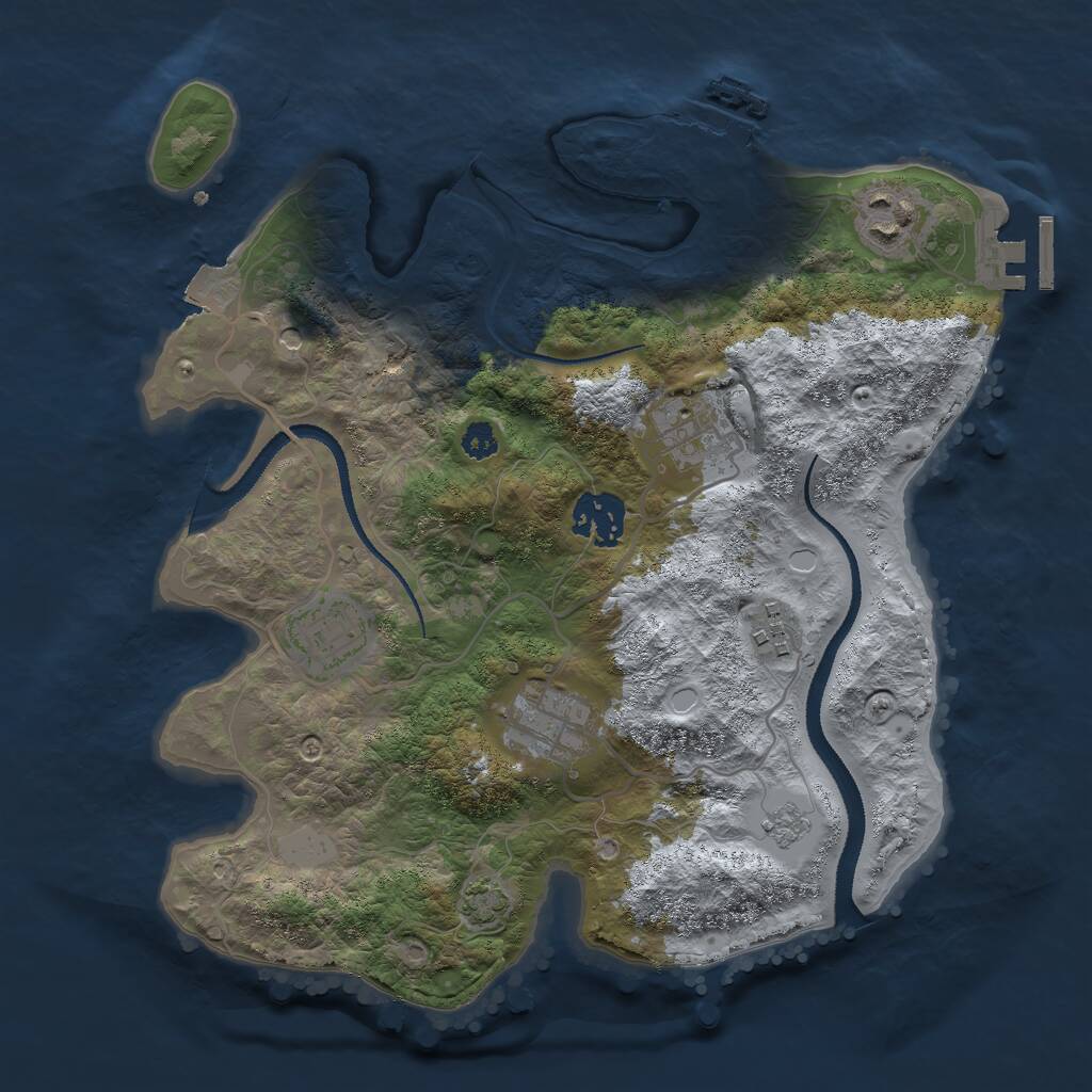 Rust Map: Procedural Map, Size: 3000, Seed: 2133507734, 12 Monuments