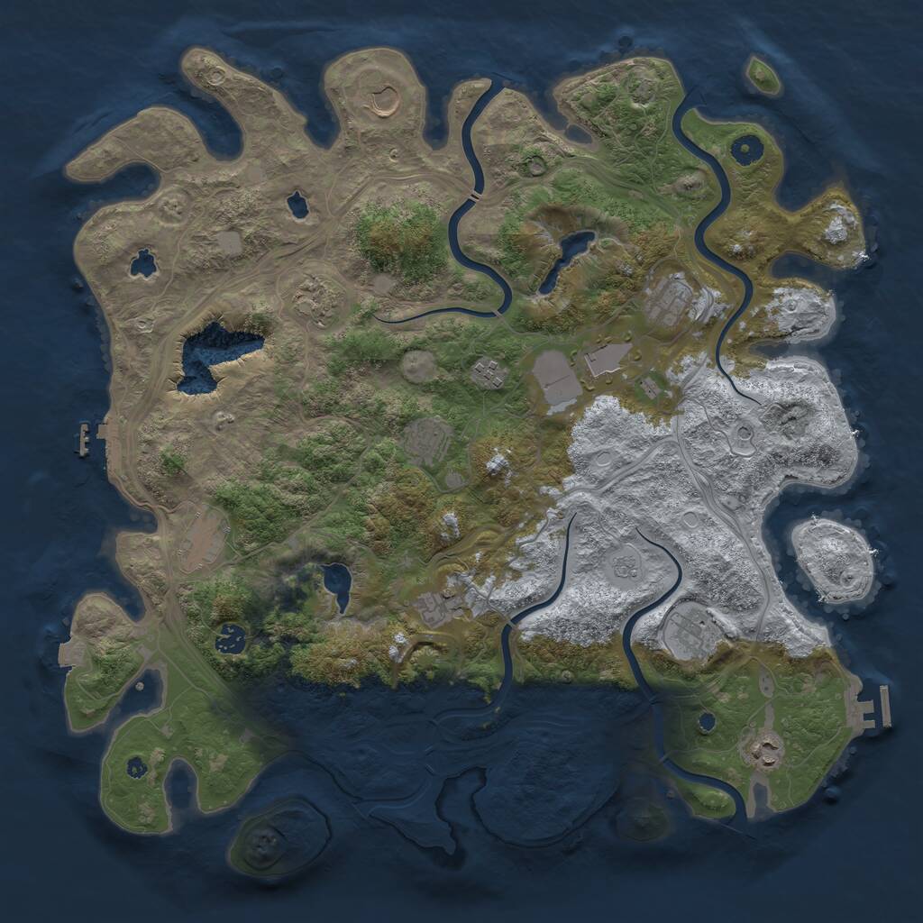 Rust Map: Procedural Map, Size: 4500, Seed: 884870110, 17 Monuments