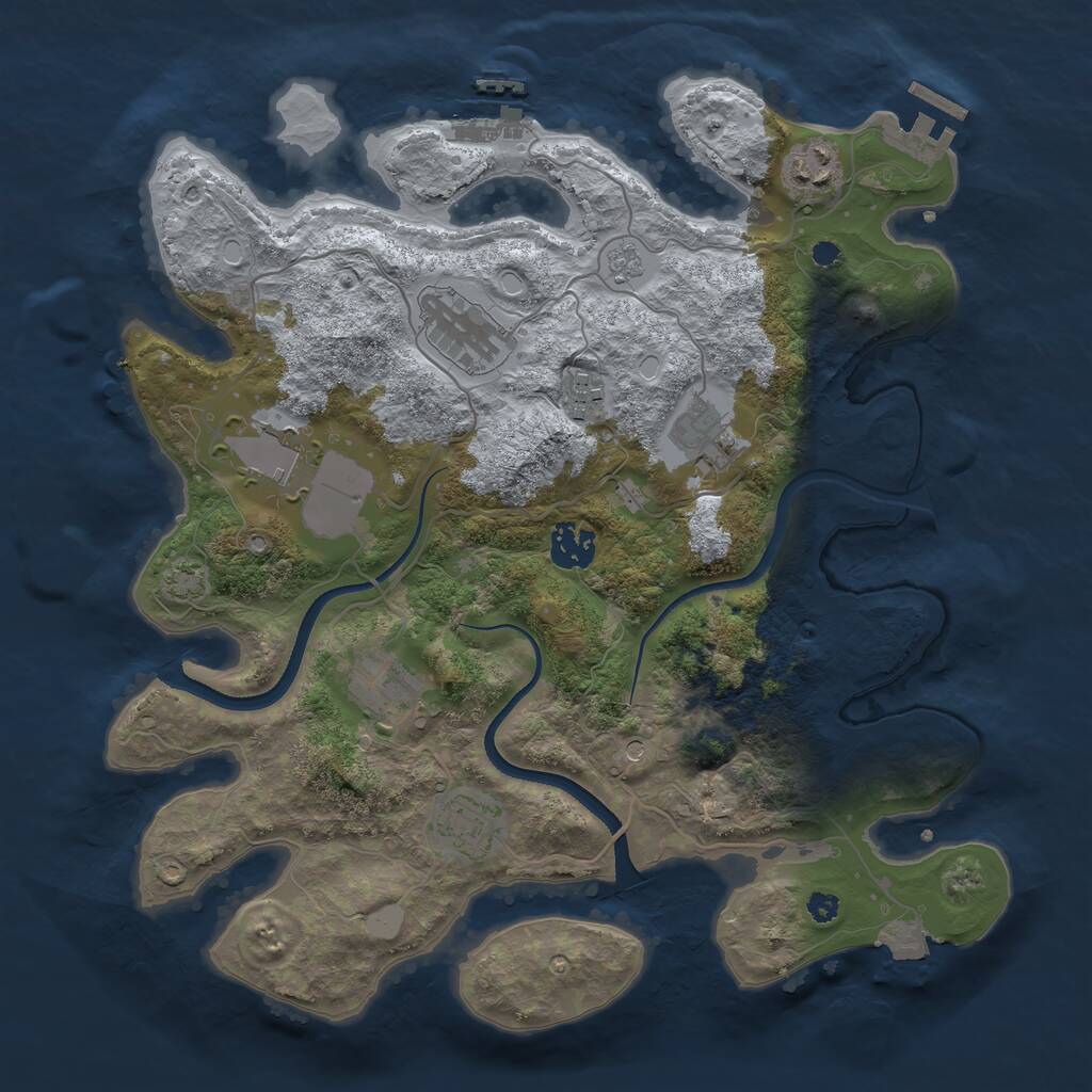 Rust Map: Procedural Map, Size: 3500, Seed: 2108654835, 14 Monuments