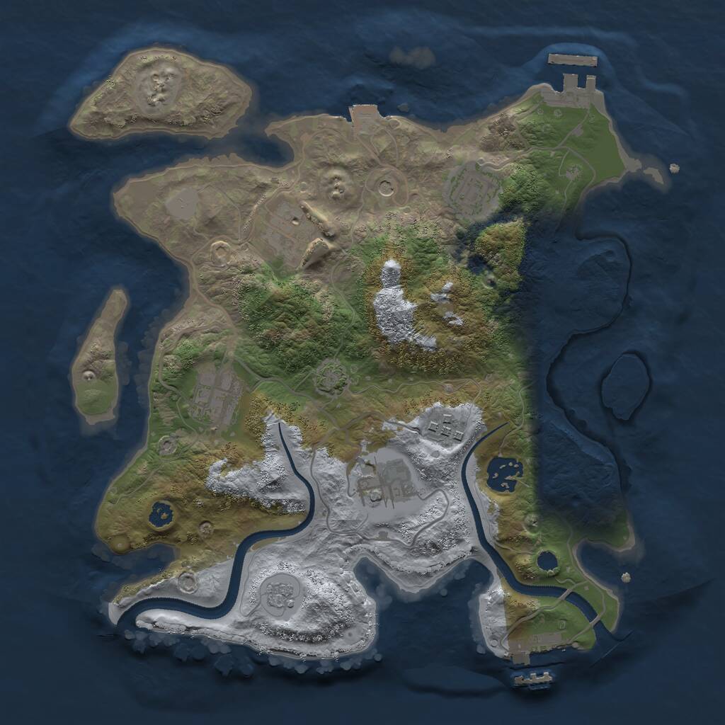 Rust Map: Procedural Map, Size: 3000, Seed: 76064402, 12 Monuments