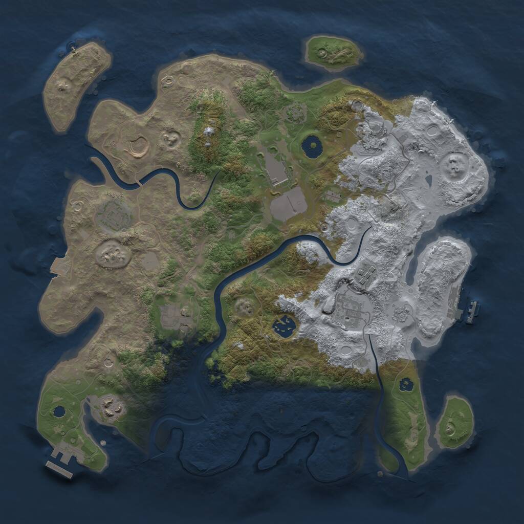 Rust Map: Procedural Map, Size: 3700, Seed: 2032771776, 15 Monuments