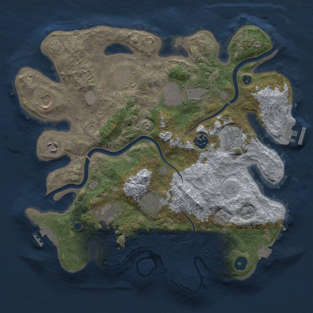 Rust Map: Procedural Map, Size: 3500, Seed: 1020199469, 15 Monuments