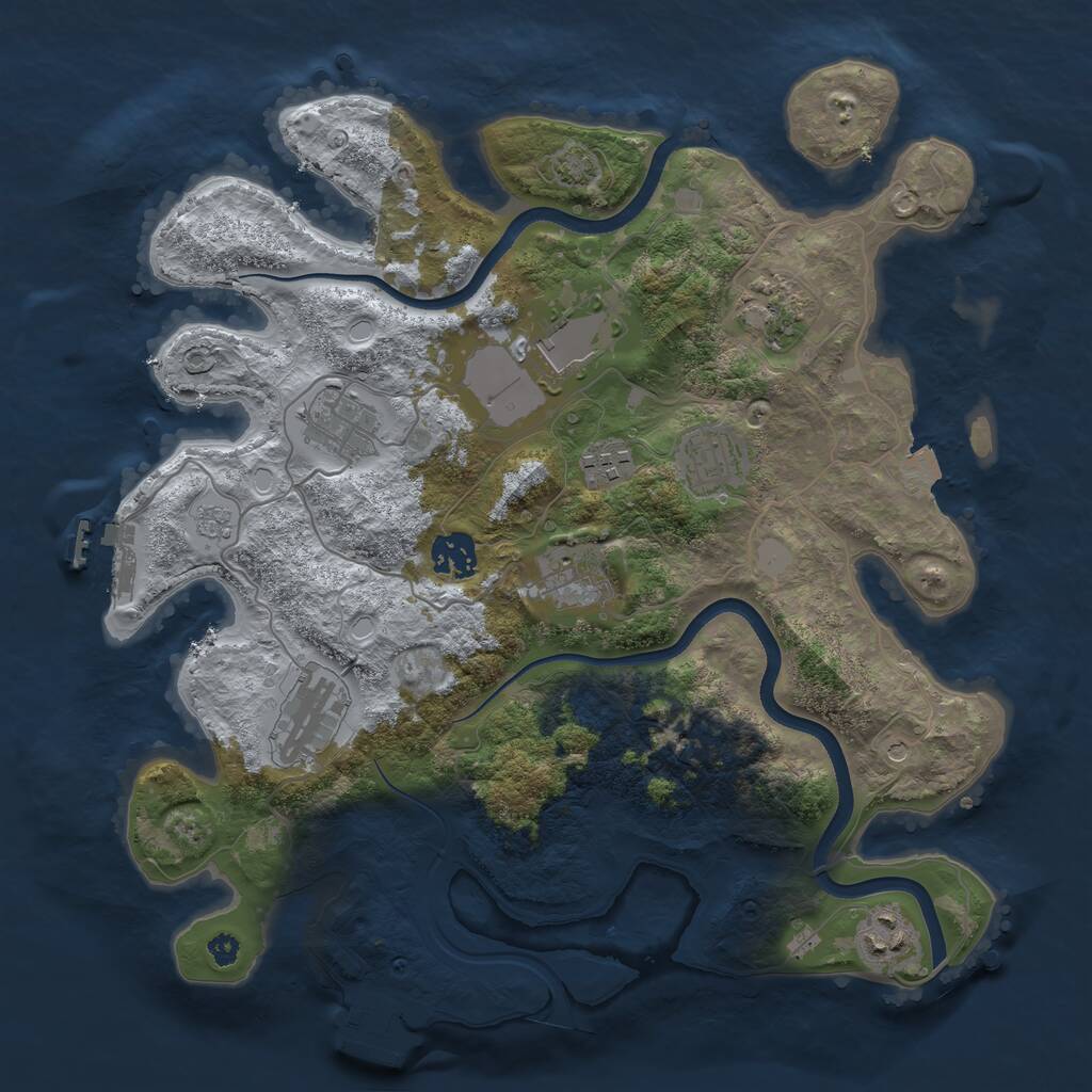 Rust Map: Procedural Map, Size: 3500, Seed: 1471261696, 15 Monuments