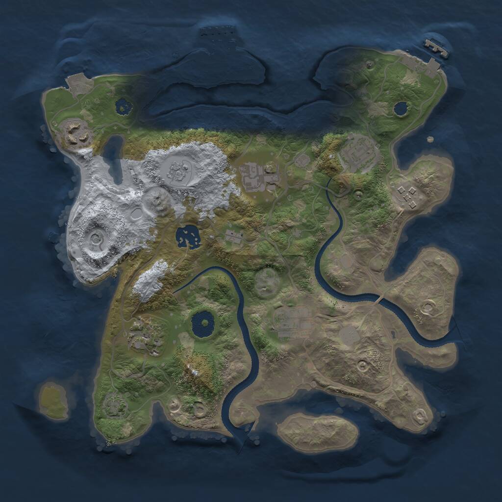 Rust Map: Procedural Map, Size: 3000, Seed: 53619075, 13 Monuments