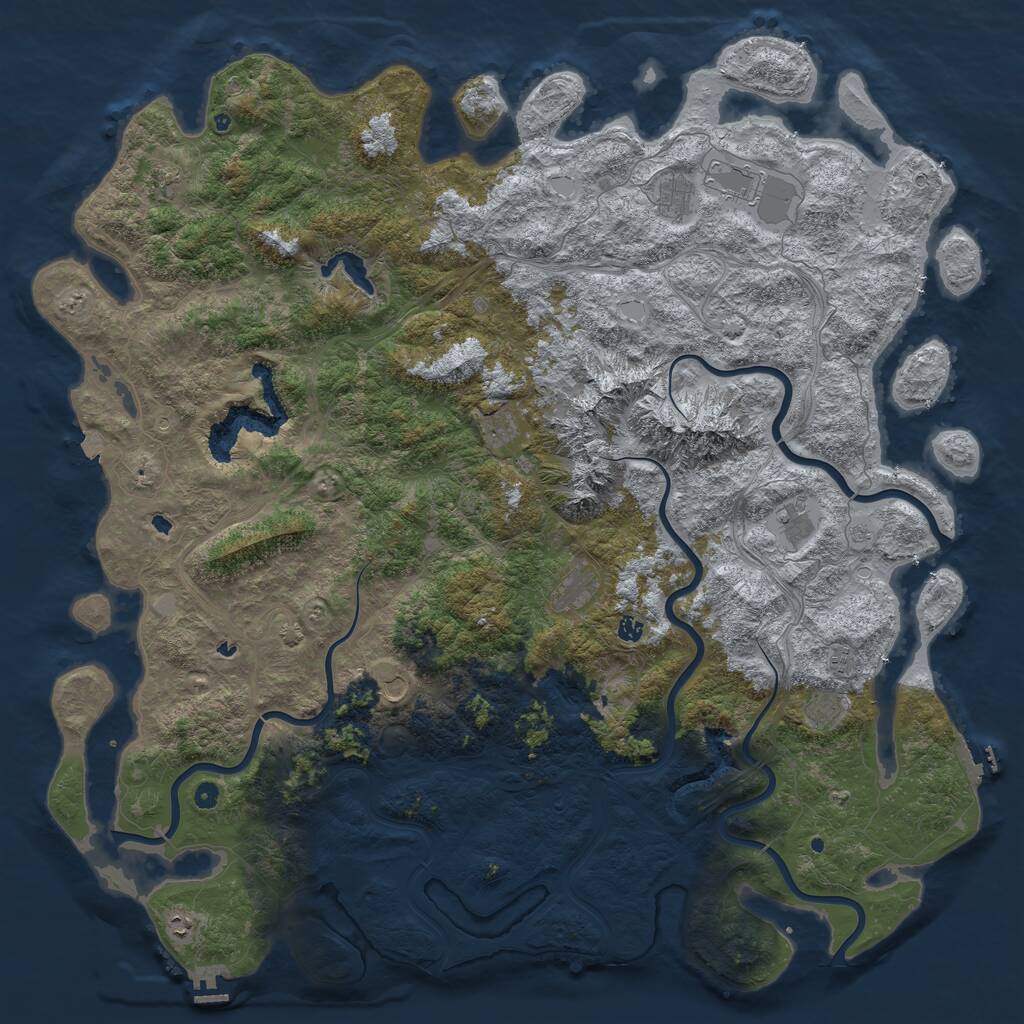 Rust Map: Procedural Map, Size: 6000, Seed: 651672677, 17 Monuments
