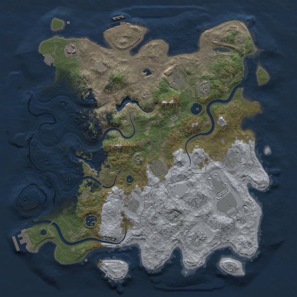 Rust Map: Procedural Map, Size: 4000, Seed: 851355492, 15 Monuments