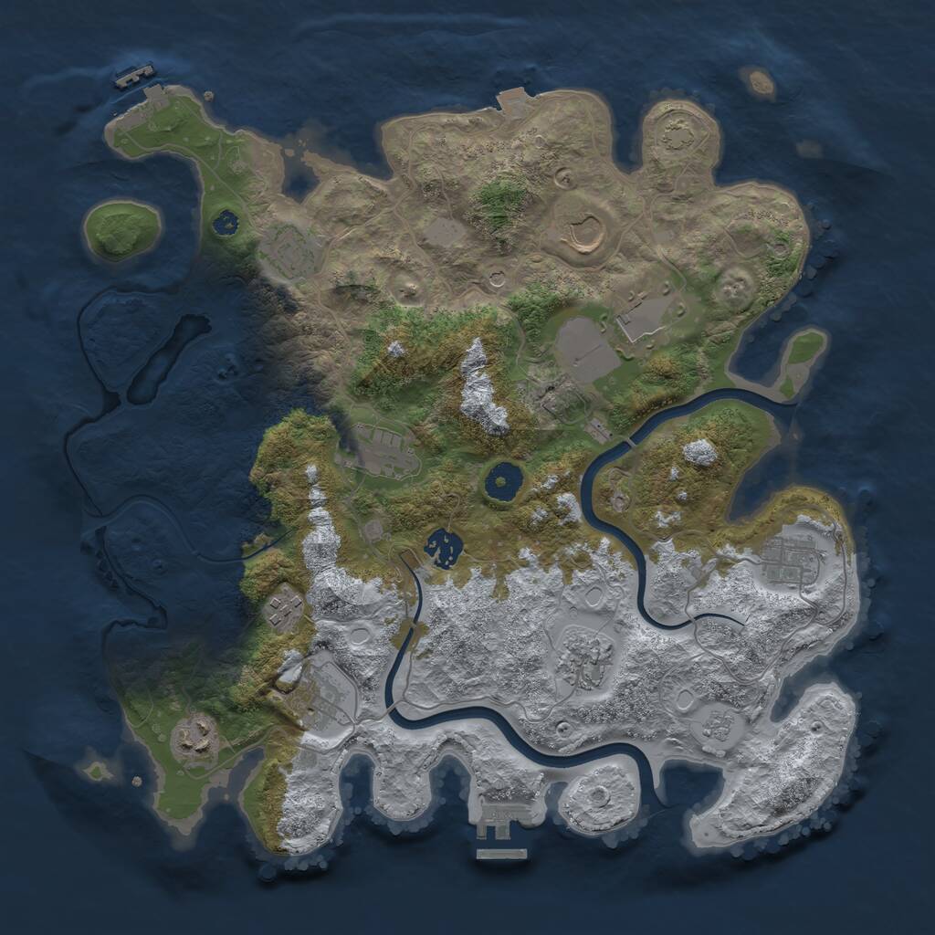 Rust Map: Procedural Map, Size: 3750, Seed: 1205374612, 16 Monuments