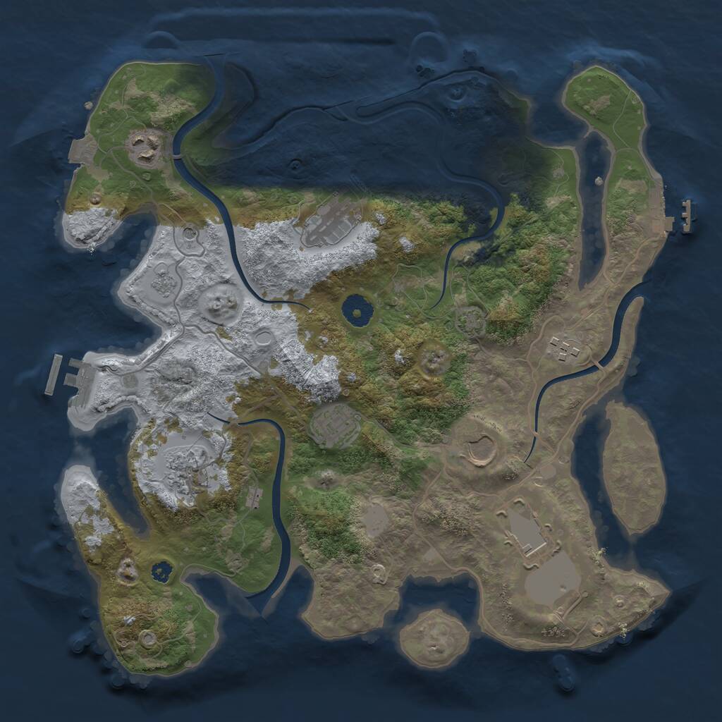 Rust Map: Procedural Map, Size: 3500, Seed: 883736277, 13 Monuments