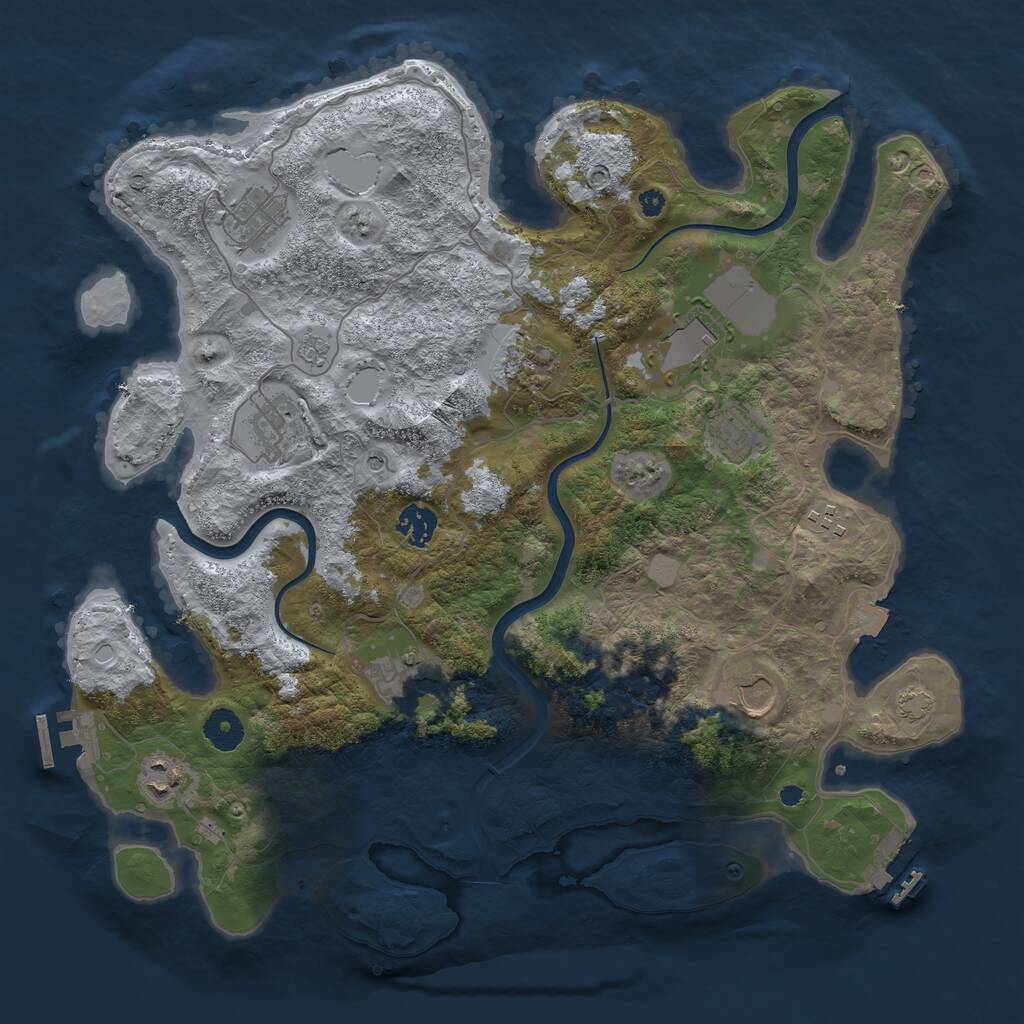 Rust Map: Procedural Map, Size: 3850, Seed: 55, 16 Monuments