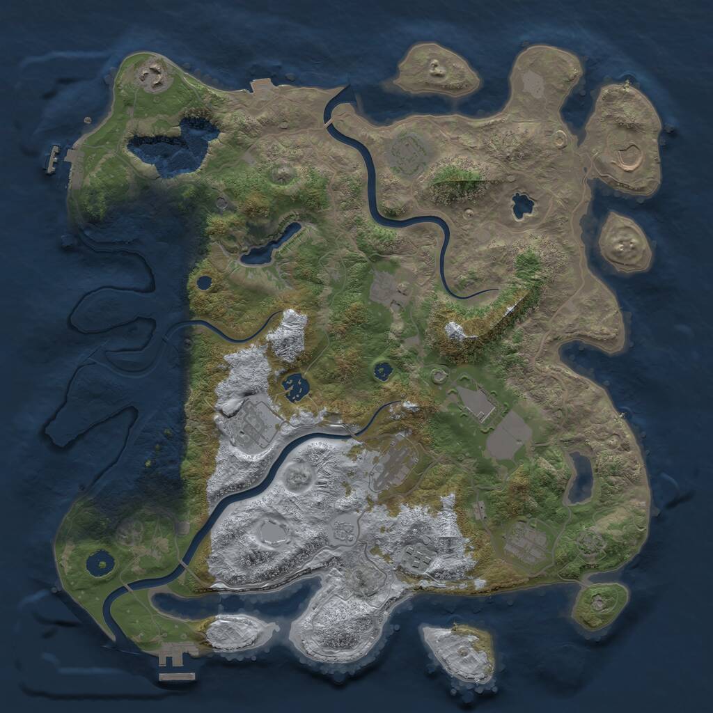 Rust Map: Procedural Map, Size: 4000, Seed: 1056258703, 16 Monuments