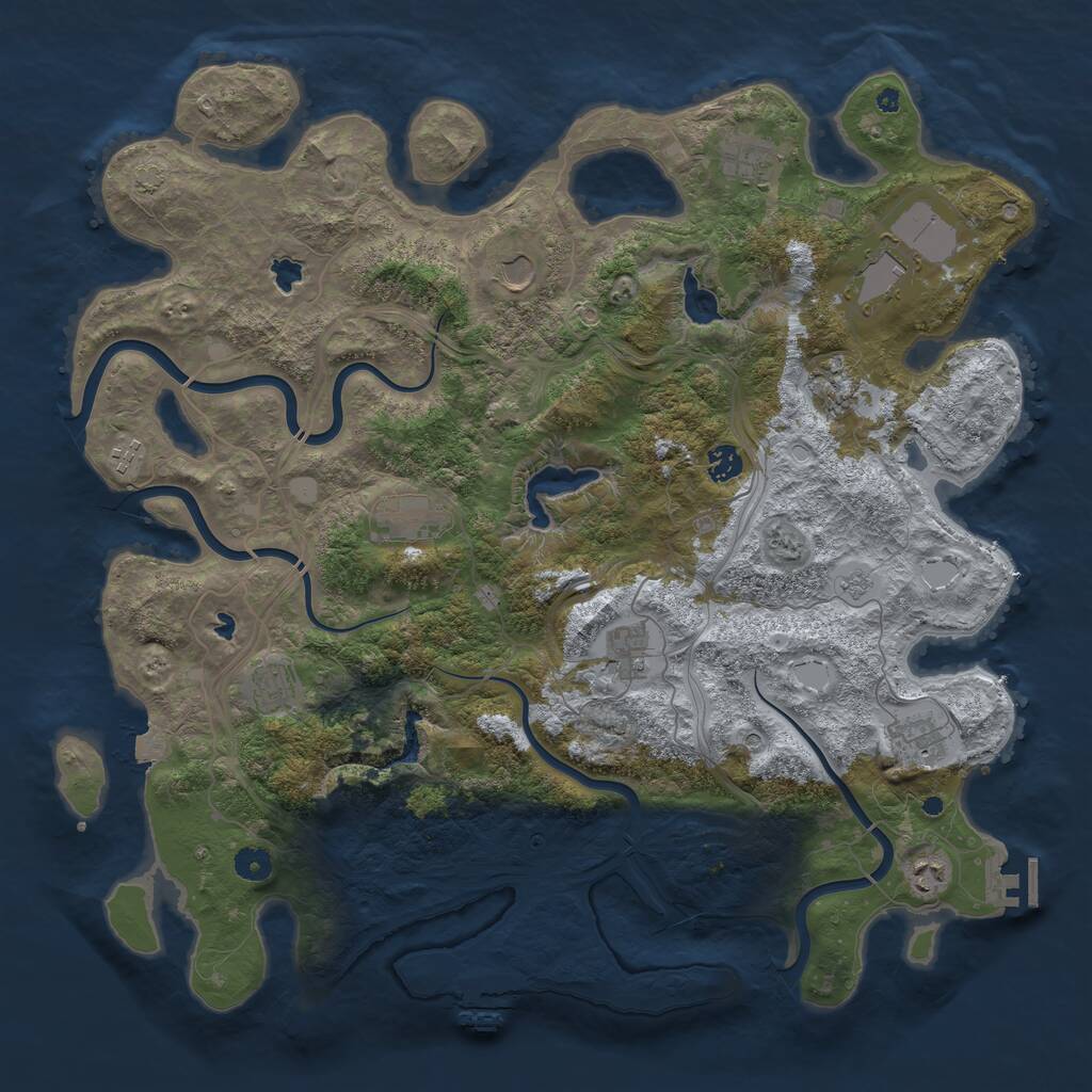 Rust Map: Procedural Map, Size: 4500, Seed: 1950761923, 17 Monuments
