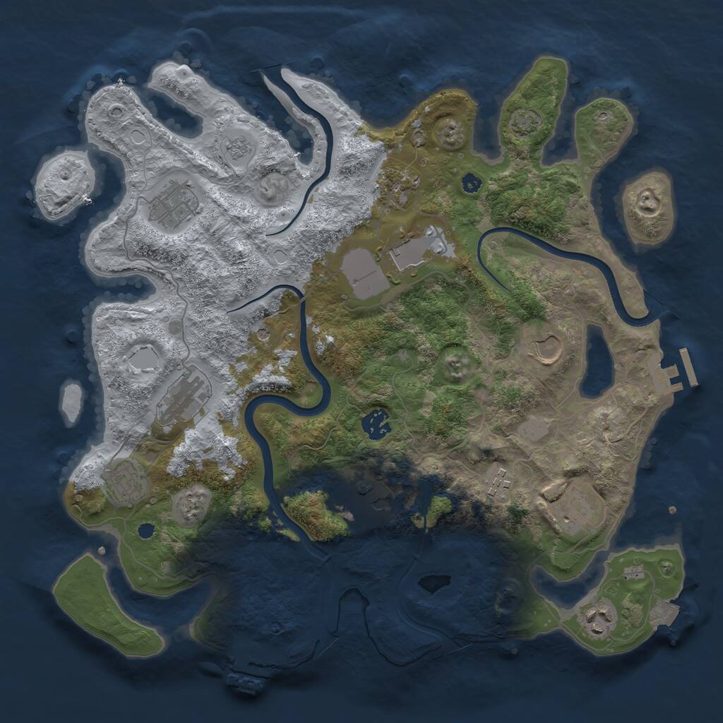 Rust Map: Procedural Map, Size: 3700, Seed: 829265653, 17 Monuments