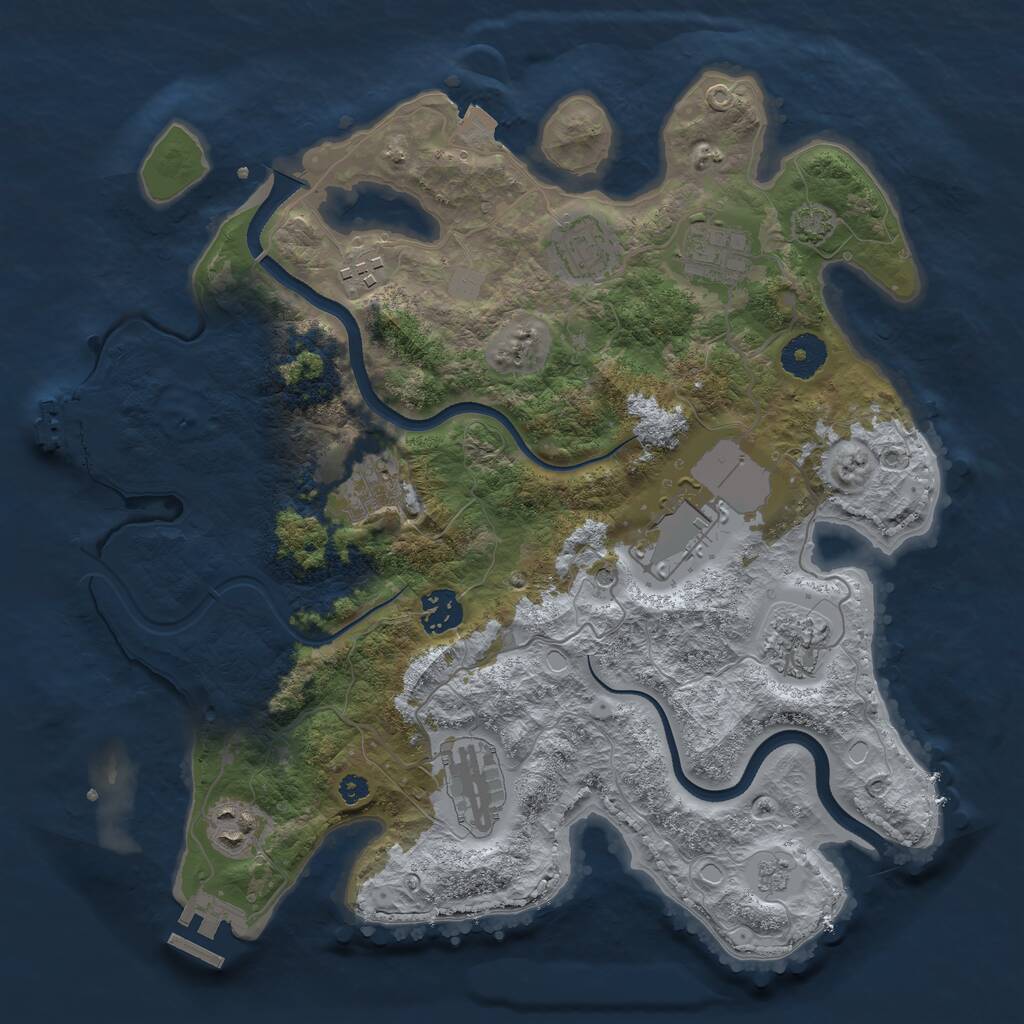 Rust Map: Procedural Map, Size: 3500, Seed: 2143734717, 15 Monuments