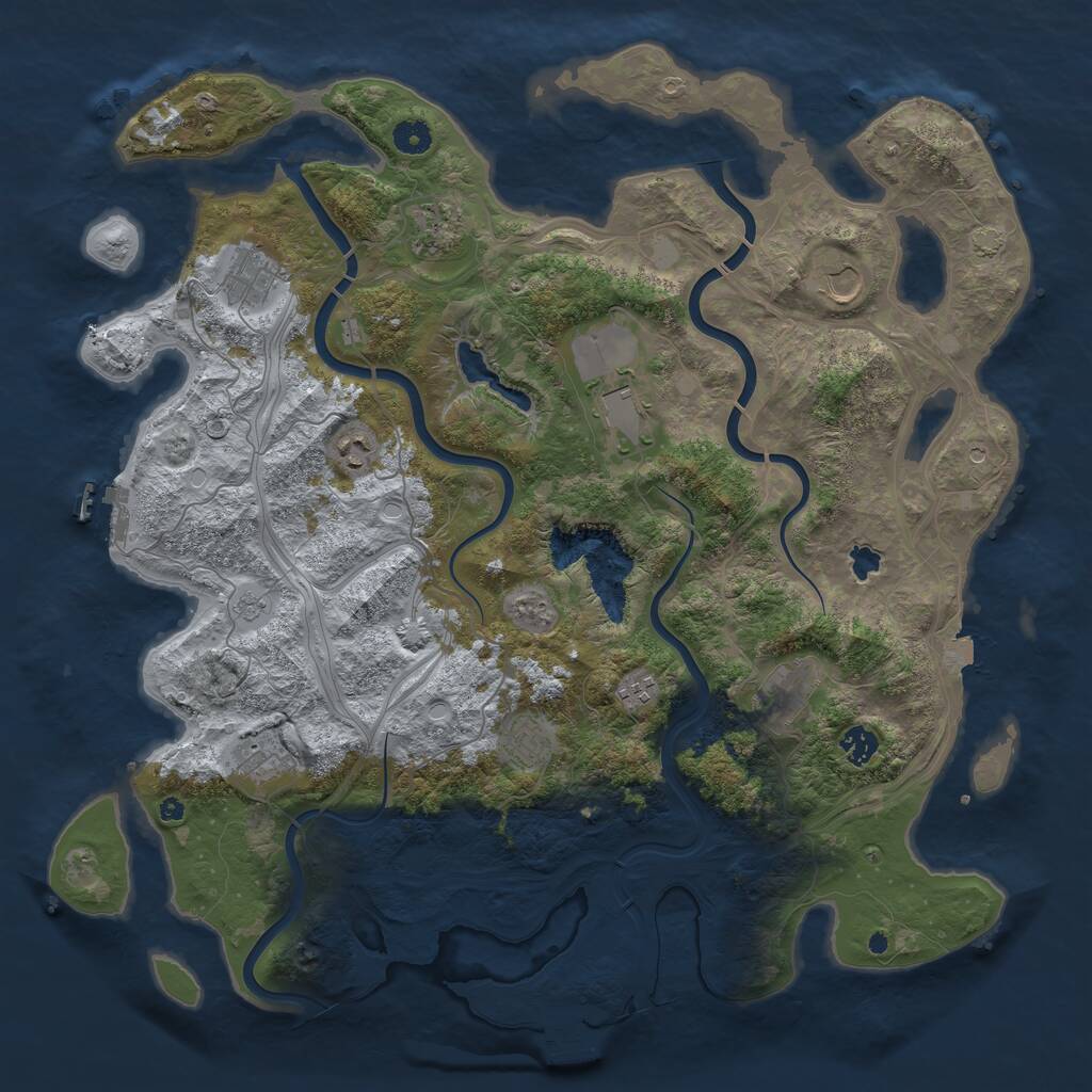 Rust Map: Procedural Map, Size: 4450, Seed: 2047839548, 16 Monuments