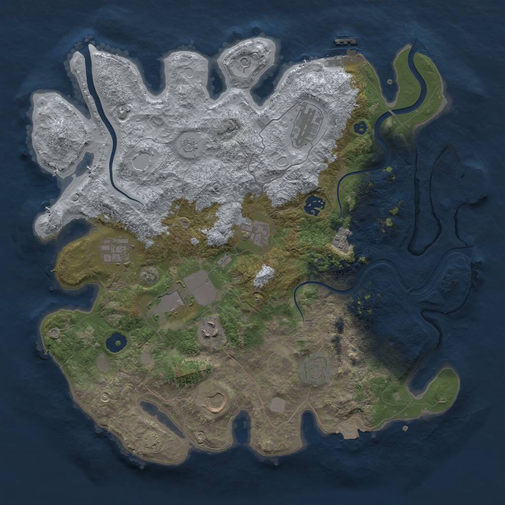 Rust Map: Procedural Map, Size: 3800, Seed: 553265166, 15 Monuments