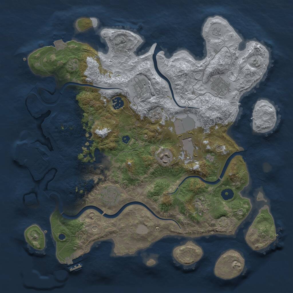 Rust Map: Procedural Map, Size: 3700, Seed: 100477978, 15 Monuments