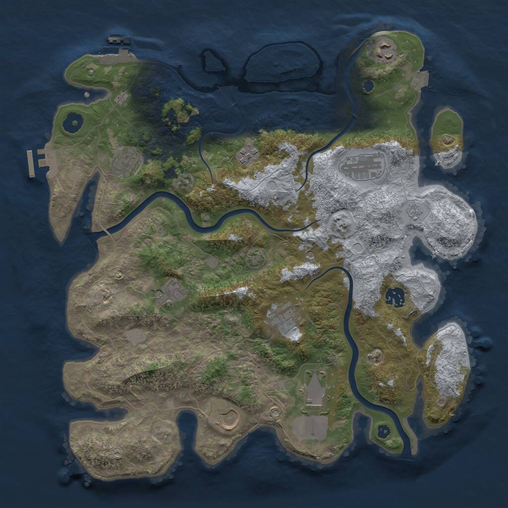 Rust Map: Procedural Map, Size: 3800, Seed: 1569734060, 15 Monuments