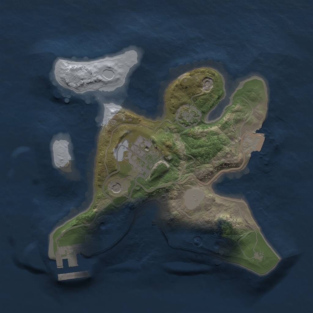 Rust Map: Procedural Map, Size: 2000, Seed: 1221784062, 5 Monuments