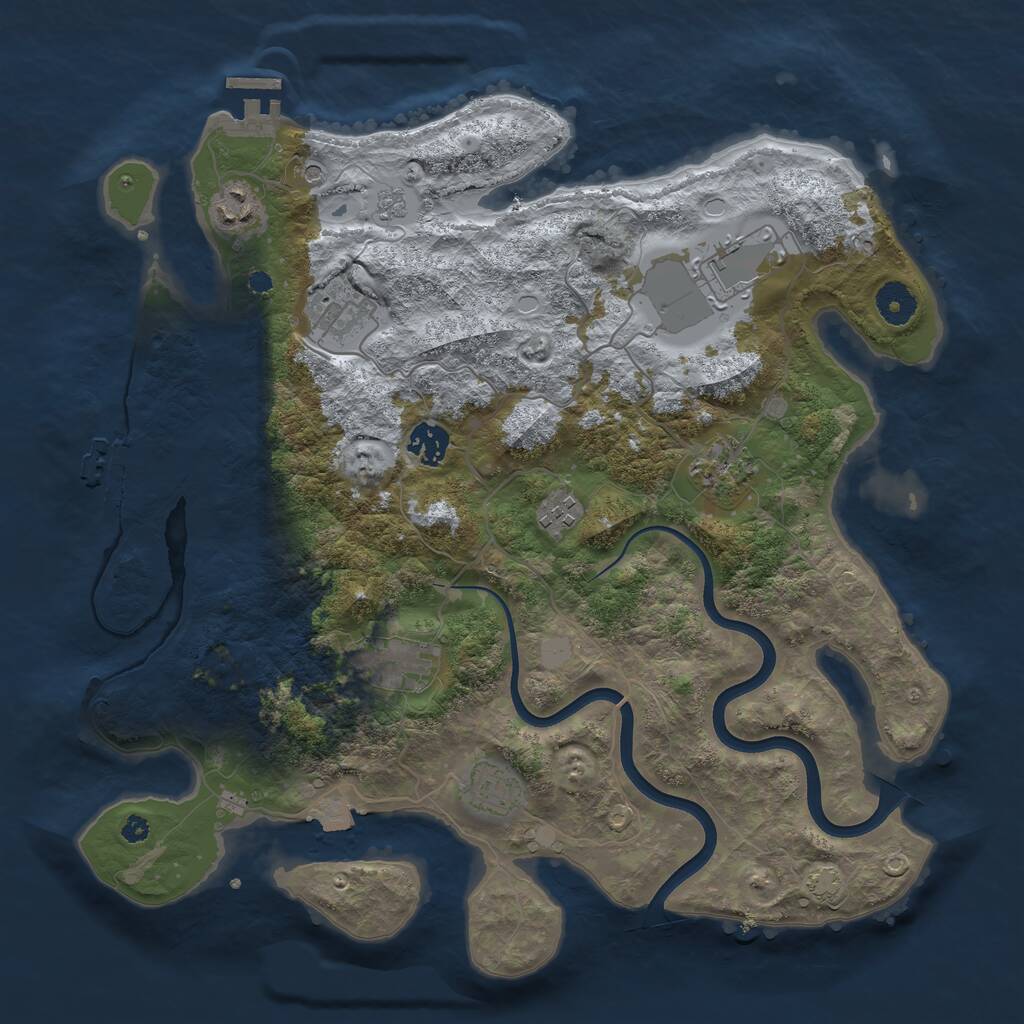 Rust Map: Procedural Map, Size: 3750, Seed: 1838710544, 14 Monuments