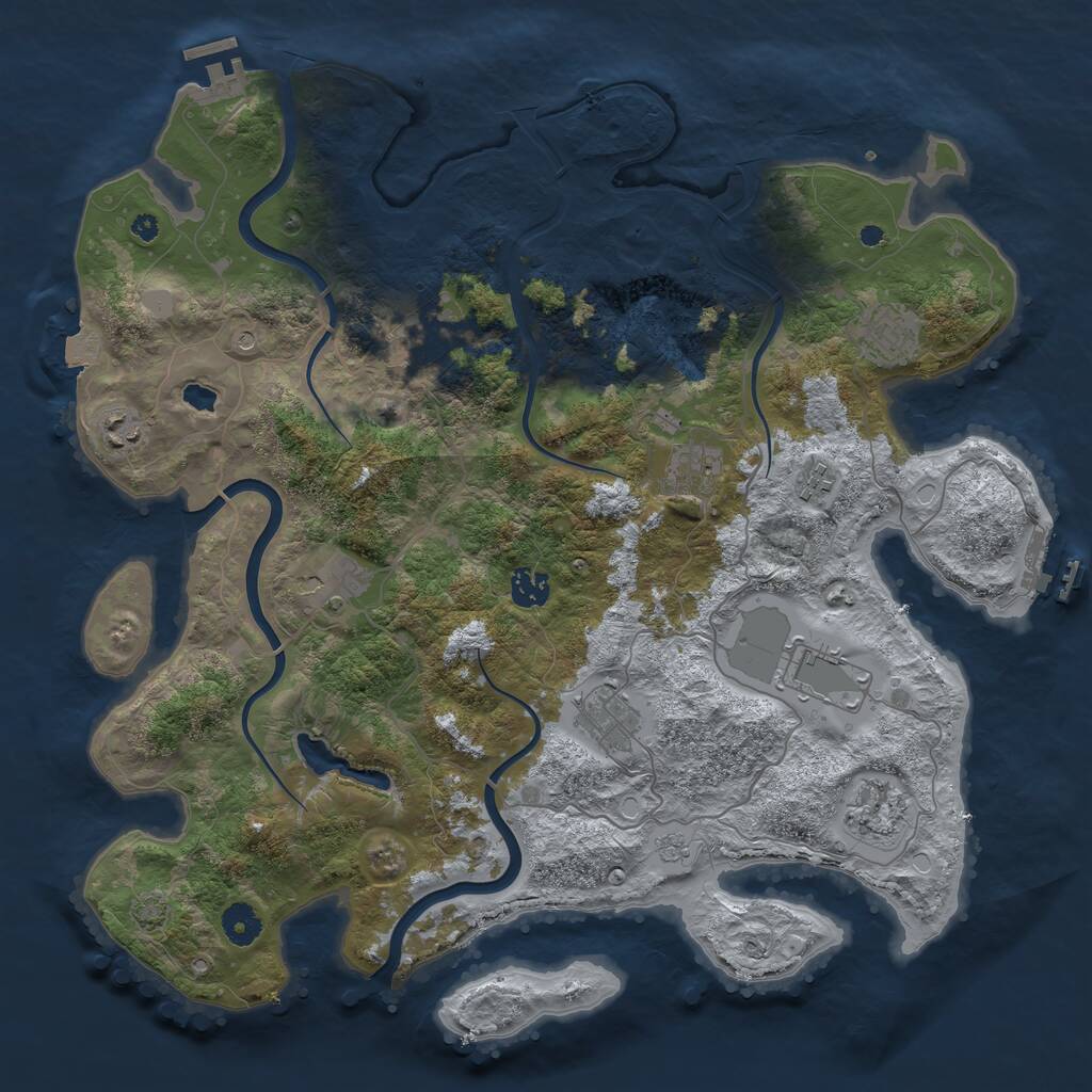 Rust Map: Procedural Map, Size: 4050, Seed: 56287664, 16 Monuments