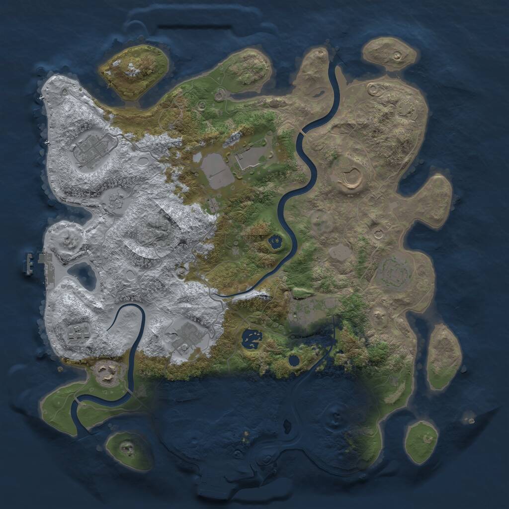Rust Map: Procedural Map, Size: 3700, Seed: 1686016041, 15 Monuments