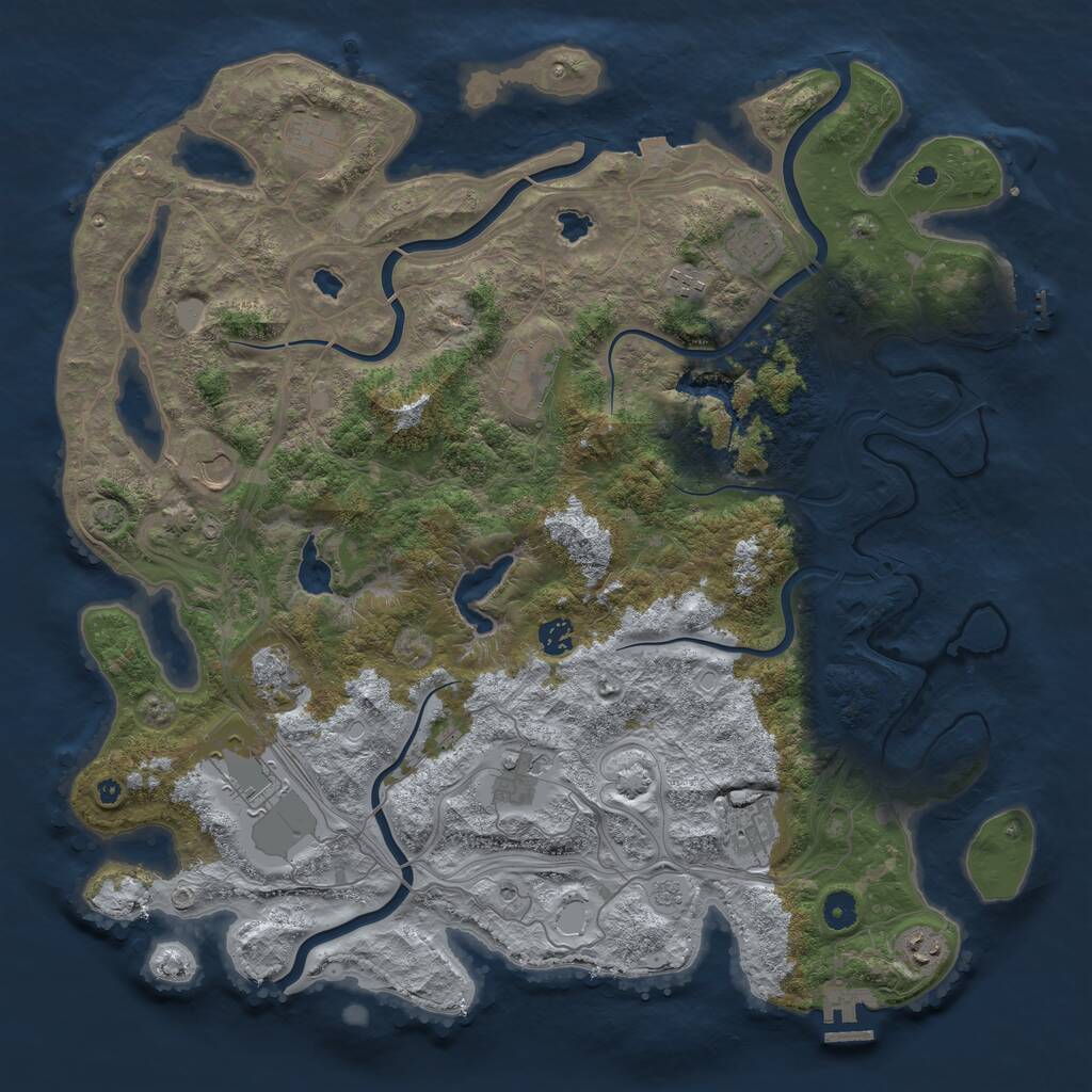 Rust Map: Procedural Map, Size: 4500, Seed: 1096761454, 17 Monuments