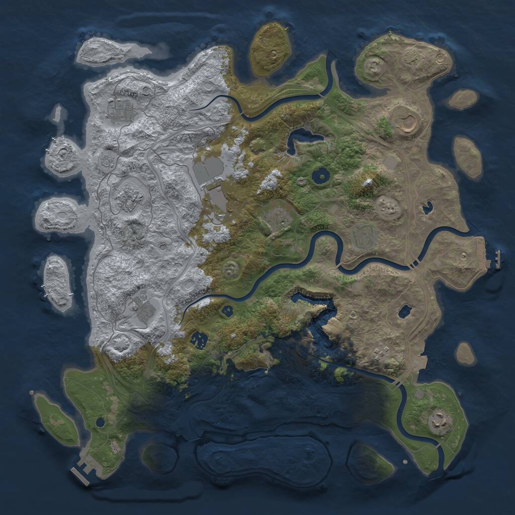 Rust Map: Procedural Map, Size: 4500, Seed: 351946595, 16 Monuments