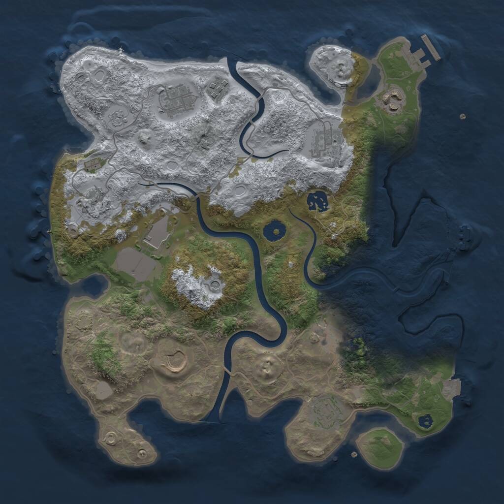 Rust Map: Procedural Map, Size: 3500, Seed: 1082032238, 16 Monuments