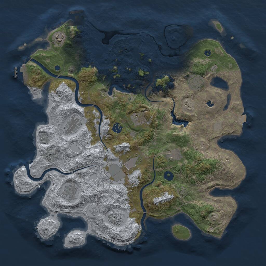 Rust Map: Procedural Map, Size: 4050, Seed: 1861373733, 16 Monuments