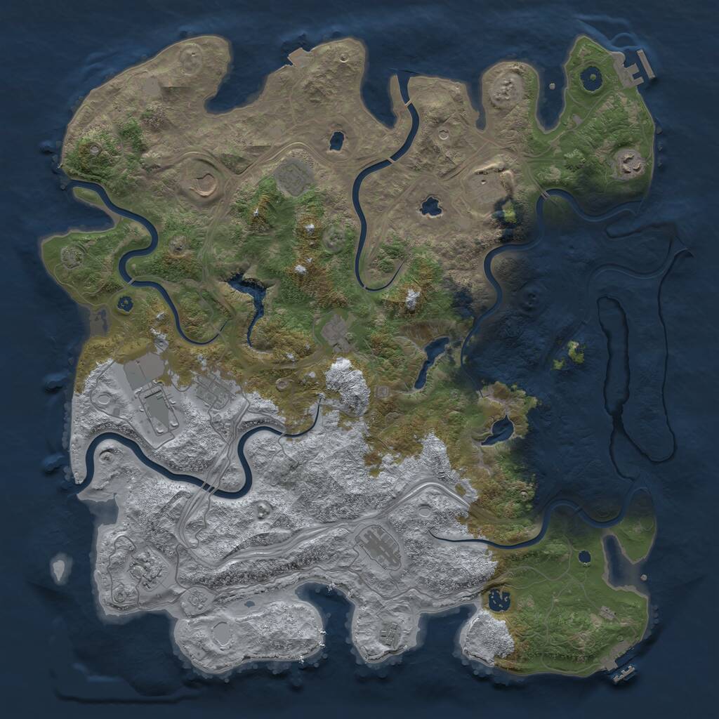 Rust Map: Procedural Map, Size: 4700, Seed: 444777222, 17 Monuments