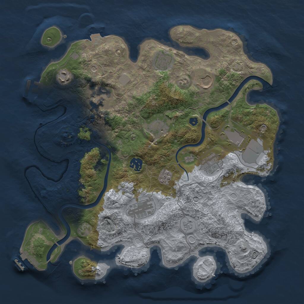 Rust Map: Procedural Map, Size: 3500, Seed: 1723807643, 16 Monuments