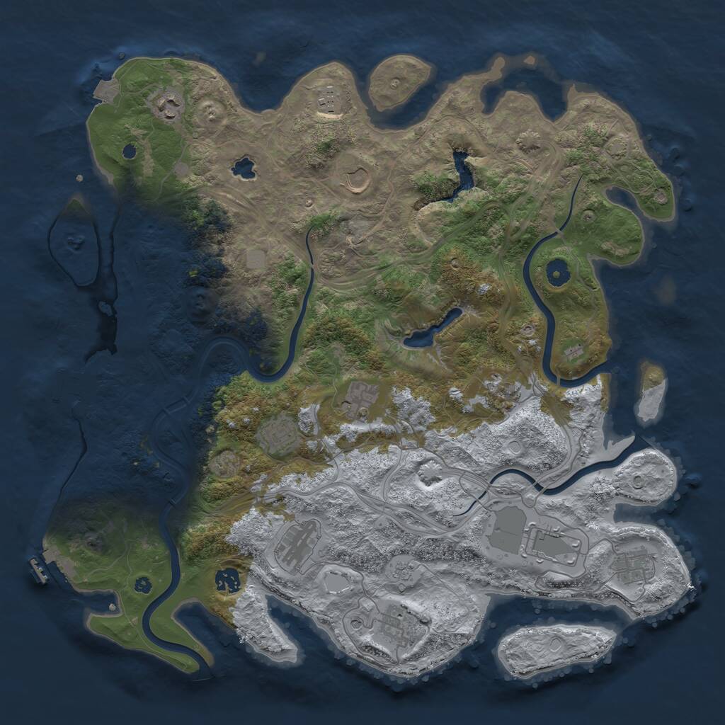 Rust Map: Procedural Map, Size: 4250, Seed: 1911178099, 17 Monuments