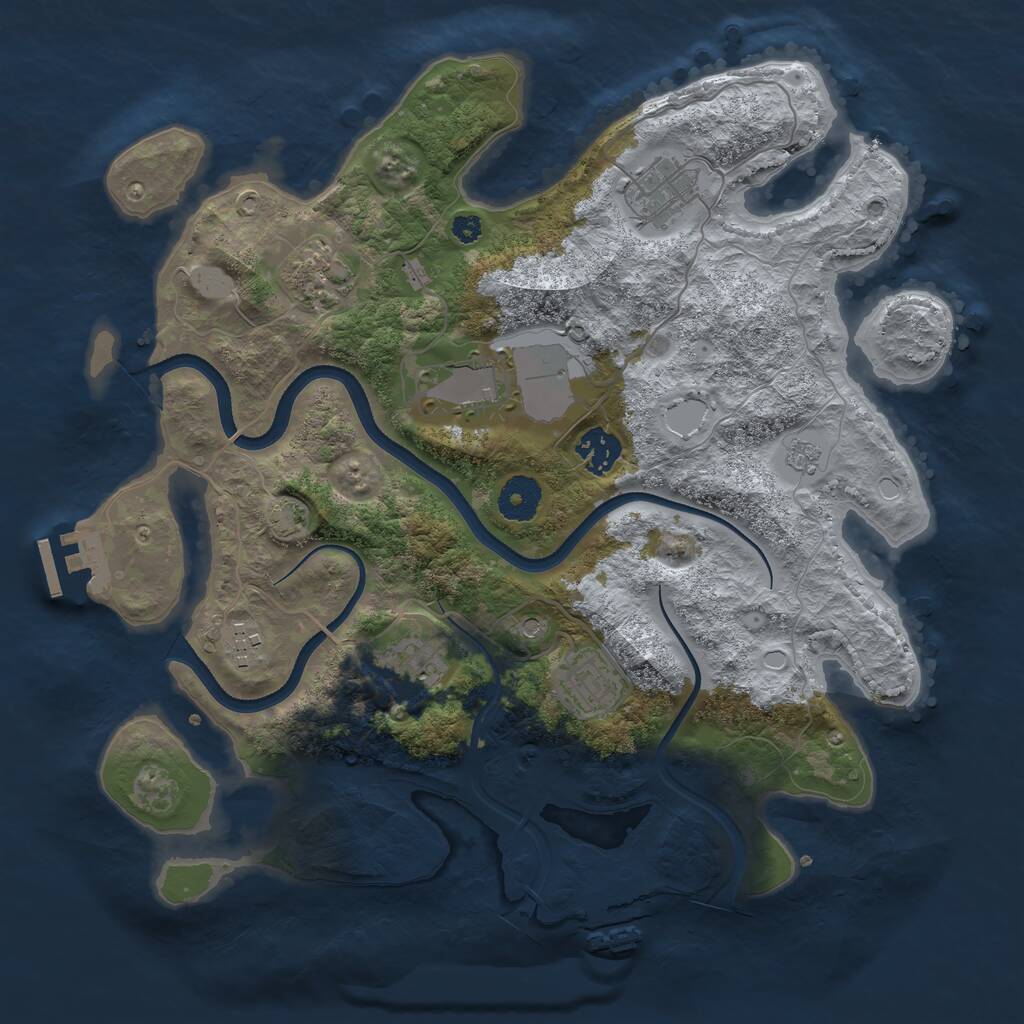 Rust Map: Procedural Map, Size: 3500, Seed: 1715596364, 13 Monuments