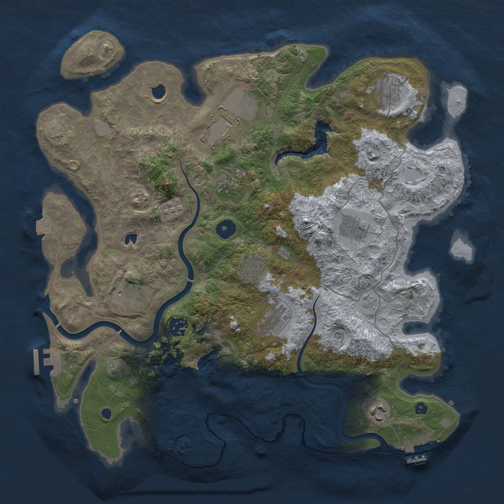 Rust Map: Procedural Map, Size: 4000, Seed: 234897621, 17 Monuments