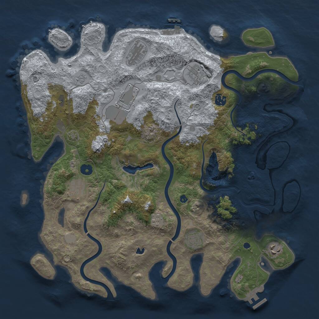 Rust Map: Procedural Map, Size: 4050, Seed: 641198058, 14 Monuments