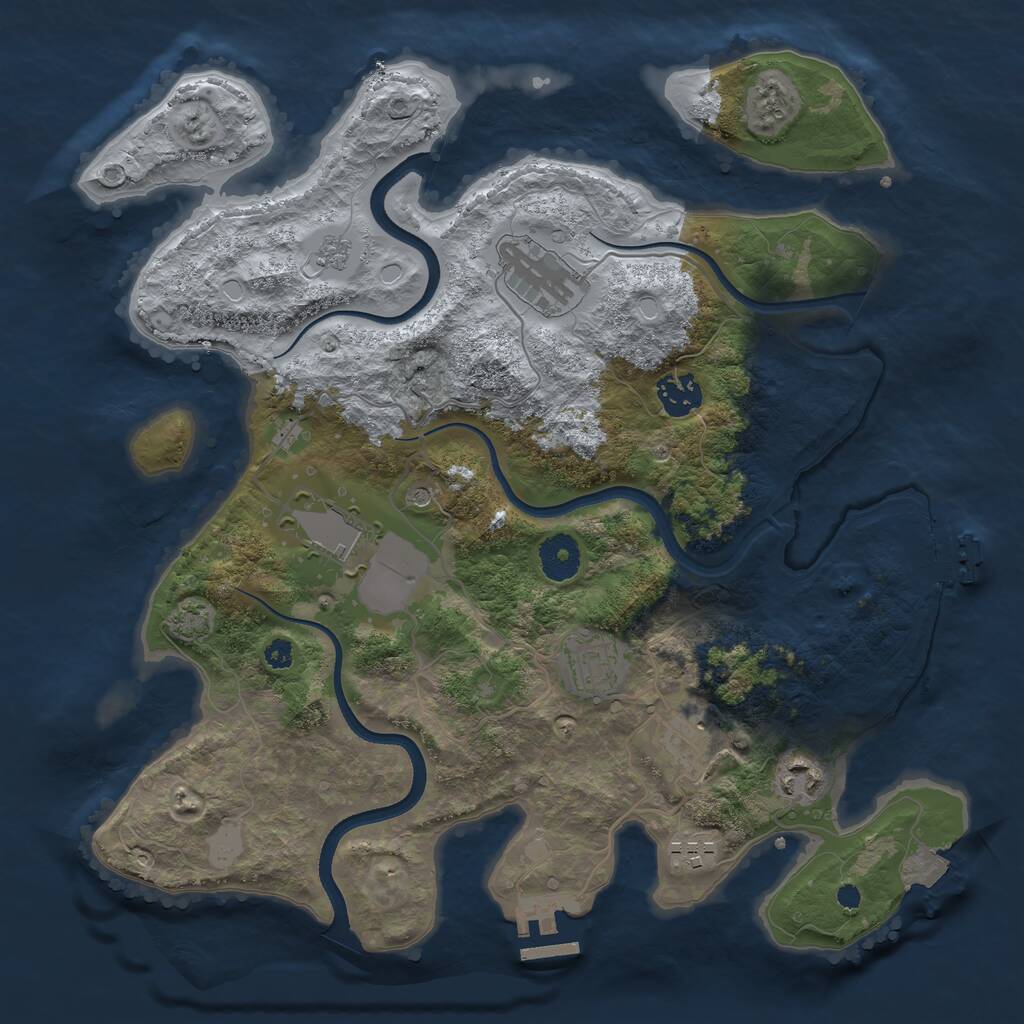 Rust Map: Procedural Map, Size: 3500, Seed: 167959647, 13 Monuments