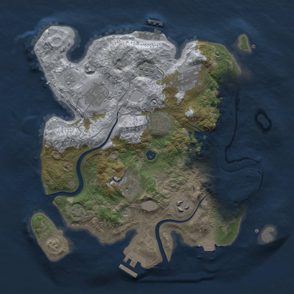 Rust Map: Procedural Map, Size: 3000, Seed: 821174, 12 Monuments