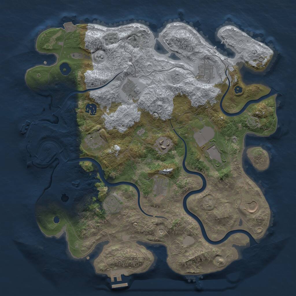 Rust Map: Procedural Map, Size: 3750, Seed: 754893672, 16 Monuments