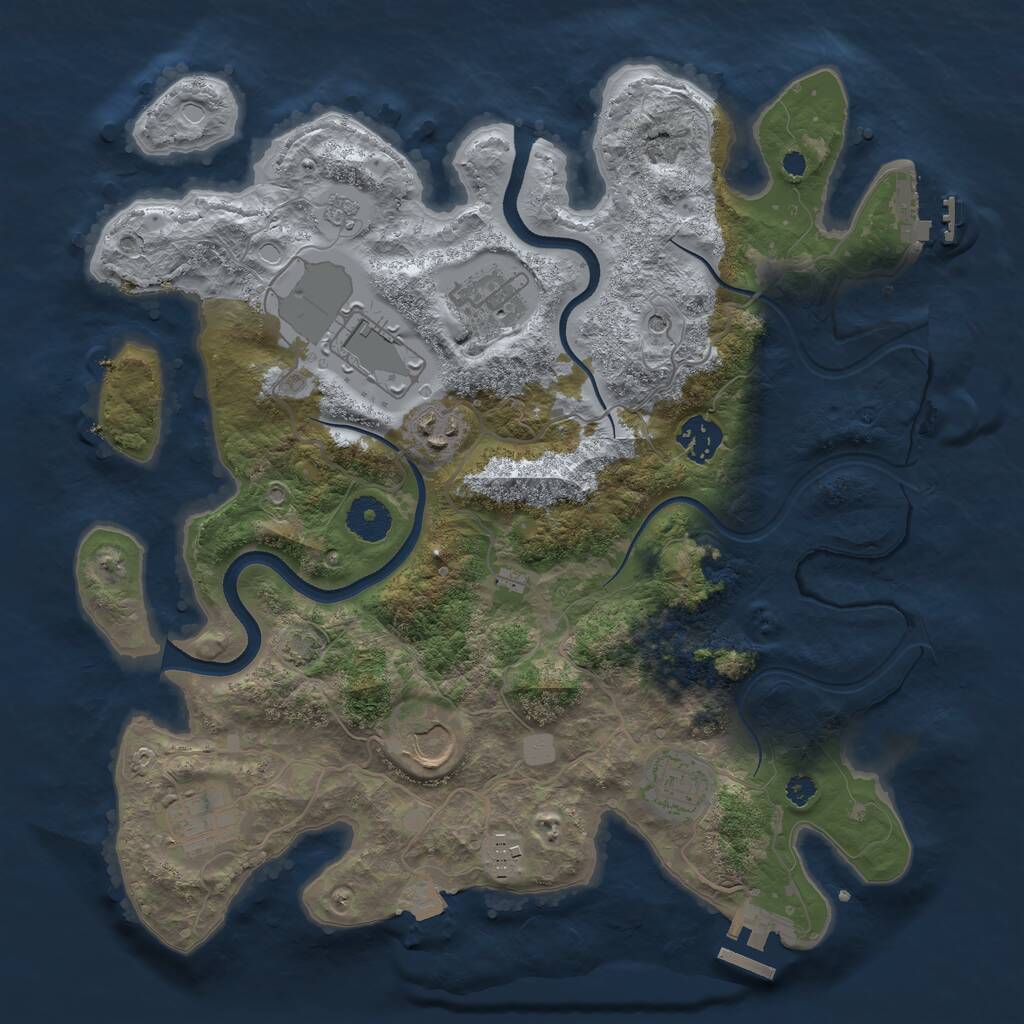 Rust Map: Procedural Map, Size: 3500, Seed: 20370, 14 Monuments