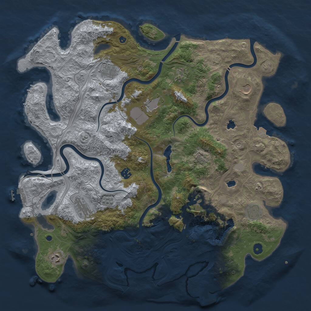 Rust Map: Procedural Map, Size: 4500, Seed: 64870018, 16 Monuments