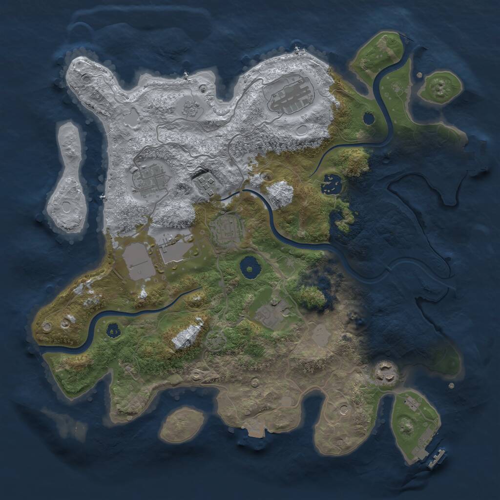 Rust Map: Procedural Map, Size: 3500, Seed: 363731293, 14 Monuments