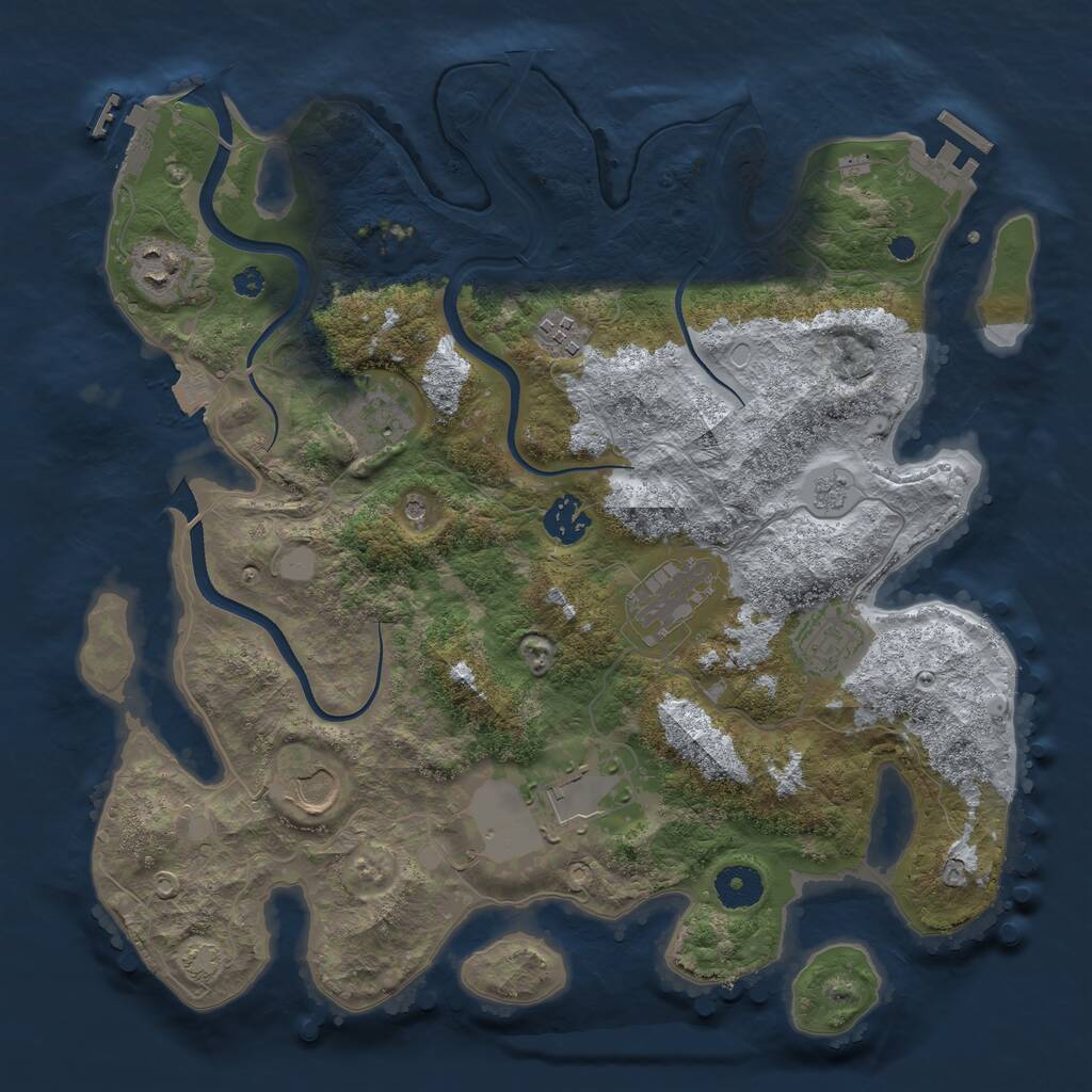 Rust Map: Procedural Map, Size: 3600, Seed: 3898473, 14 Monuments