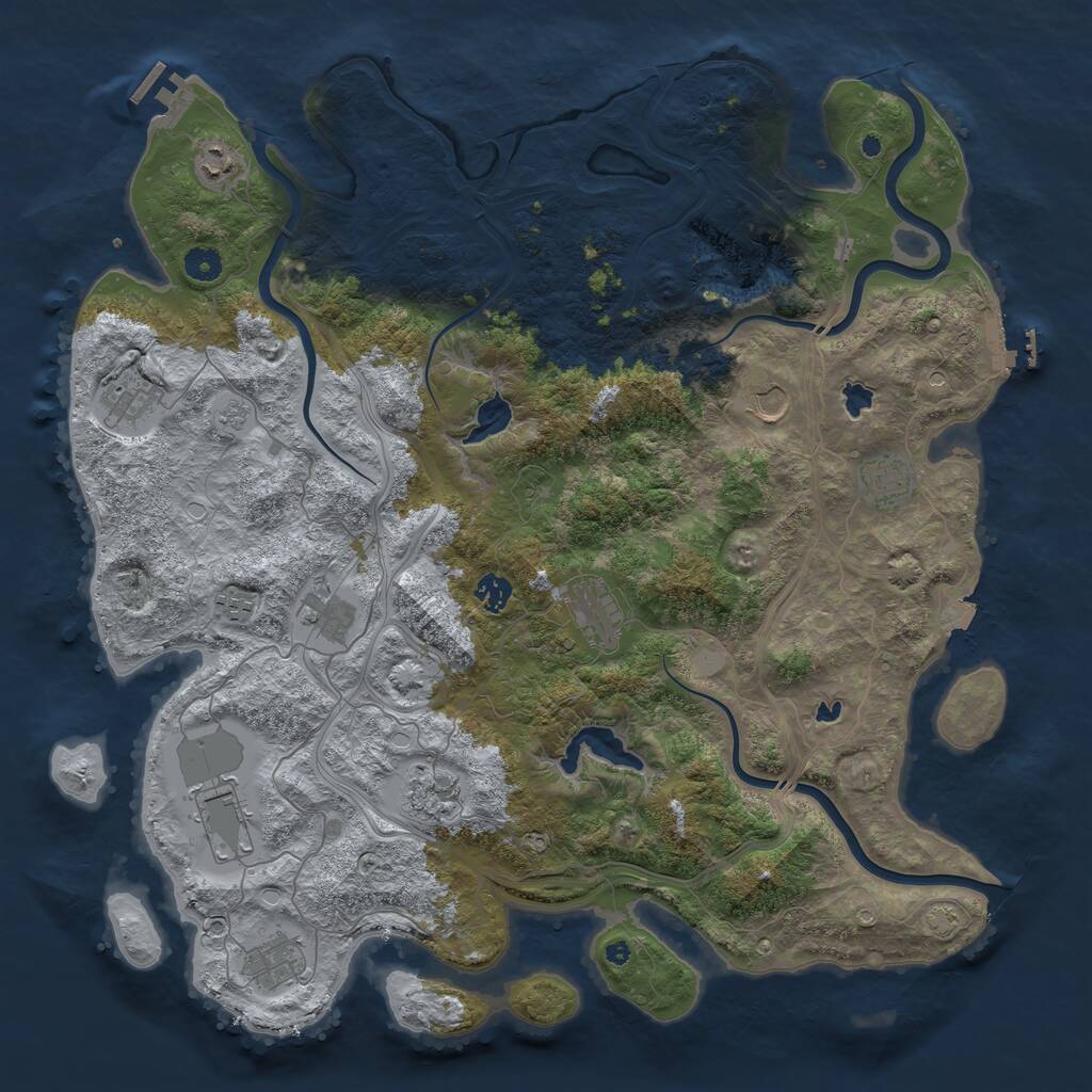 Rust Map: Procedural Map, Size: 4500, Seed: 1281486325, 17 Monuments