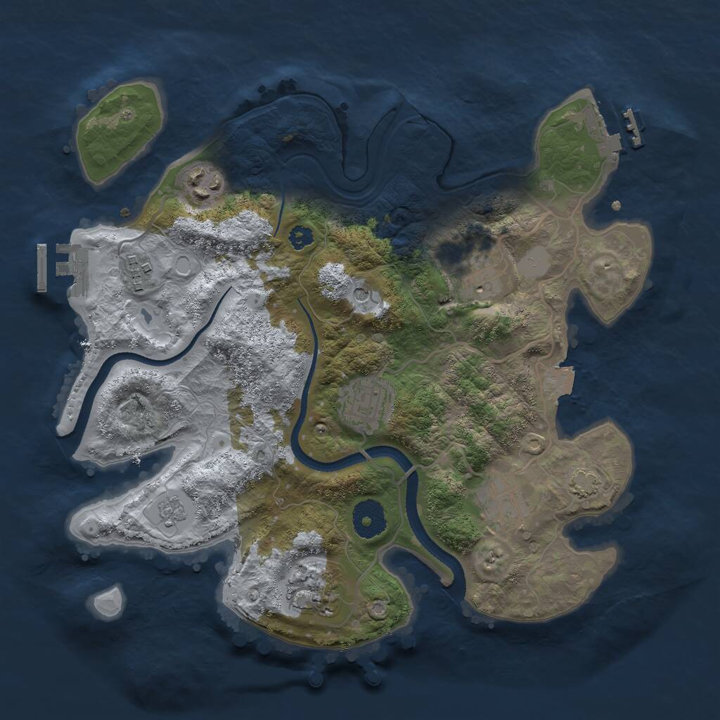 Rust Map: Procedural Map, Size: 3000, Seed: 1919753535, 12 Monuments