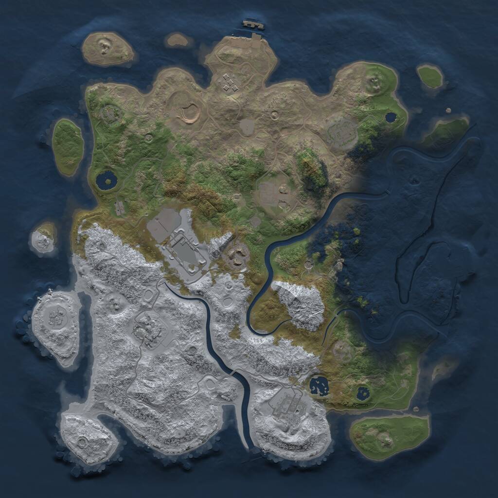 Rust Map: Procedural Map, Size: 3750, Seed: 2111576182, 15 Monuments