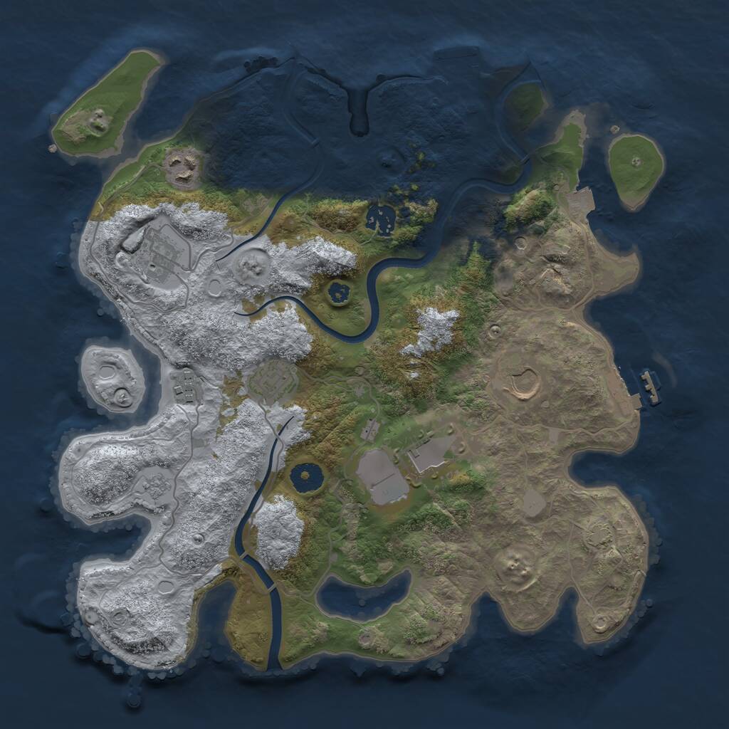 Rust Map: Procedural Map, Size: 3500, Seed: 991907, 13 Monuments