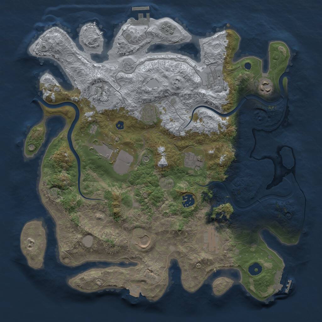 Rust Map: Procedural Map, Size: 3750, Seed: 1777045723, 16 Monuments