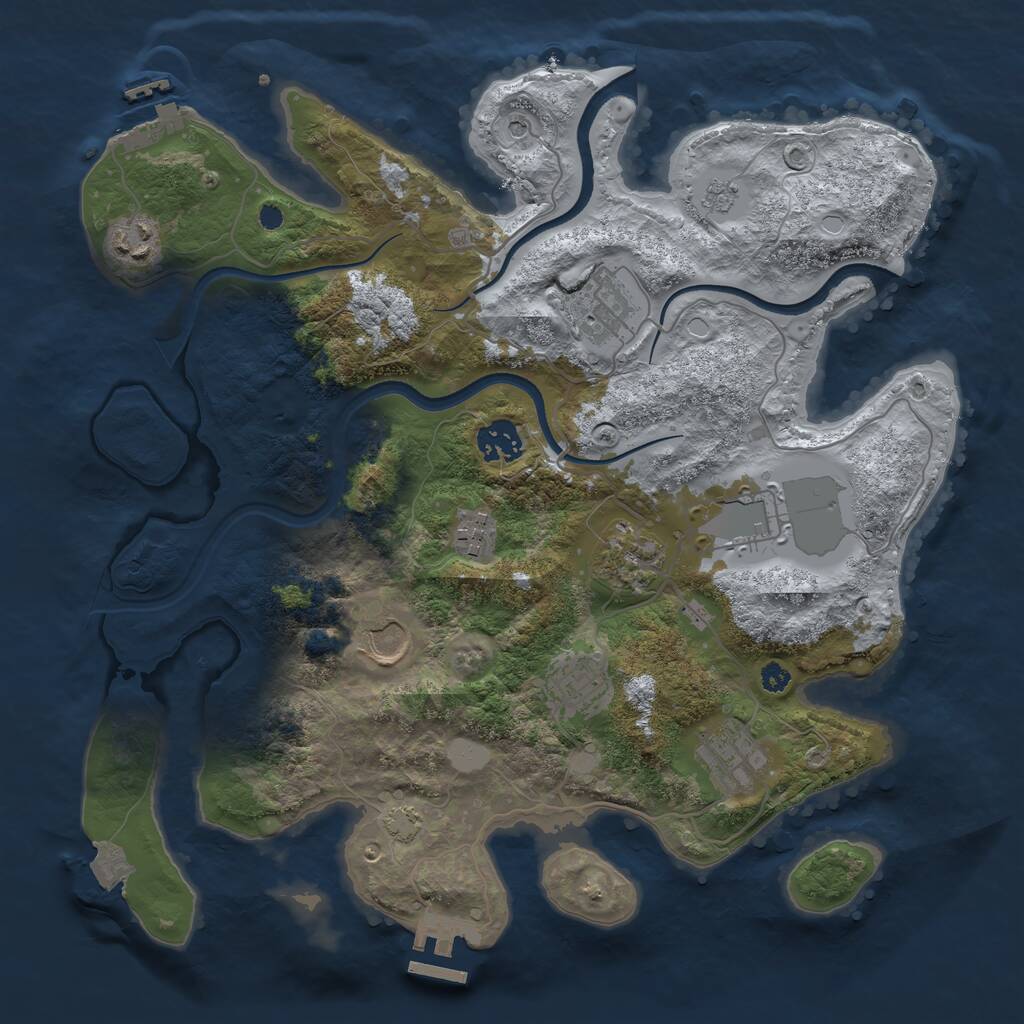 Rust Map: Procedural Map, Size: 3500, Seed: 419437118, 15 Monuments